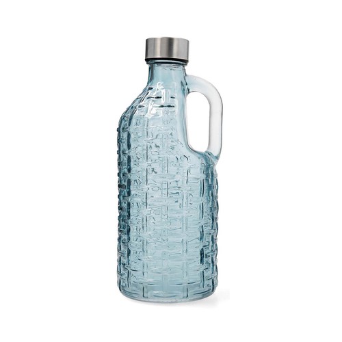 Botella 1 l. vidrio relieve azul tapón rosca Calypso