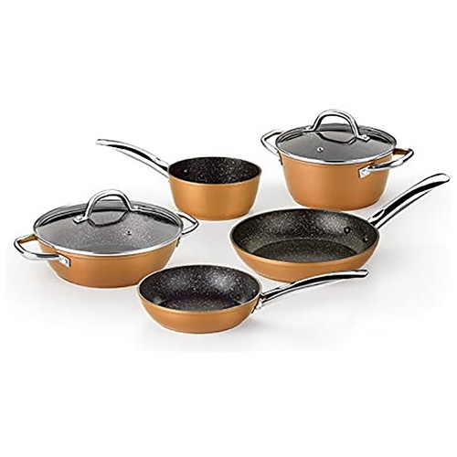 Batería de cocina de aluminio forjado, incluye 5 piezas y 2 tapas, MONIX Cooper.