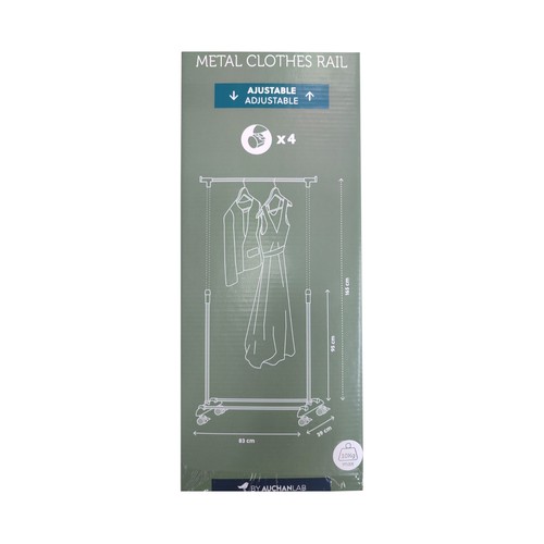Perchero de metal extensible, con ruedas, 83x39x95cm, extensible hasta 165cm, ACTUEL