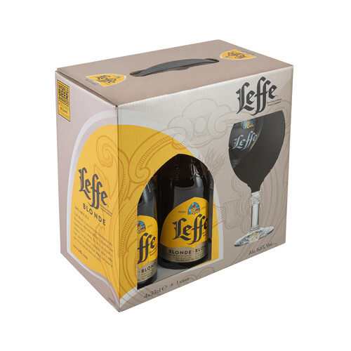 Estuche de cervezas CERVECISTAS LEFFE BLONDE 4 uds. x 33 cl. + copa regalo