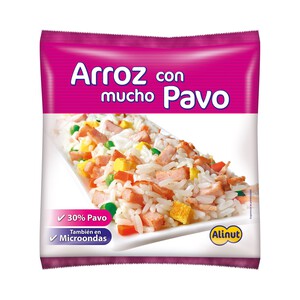Imagen de ALINUT Arroz tres delicias ultracongelado, con un 30% de fiambre de pavo, elaborado sin gluten 350 g.
