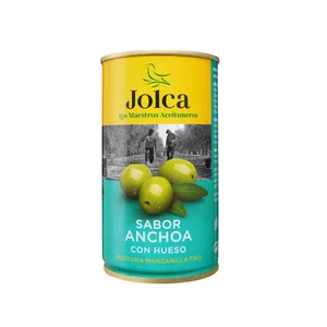 JOLCA Aceitunas verdes manzanilla con sabor a anchoa con hueso 185 g.