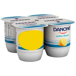 DANONE Yogur con sabor a limón, elaborado con leche fresca de vaca 4 x 120 g.