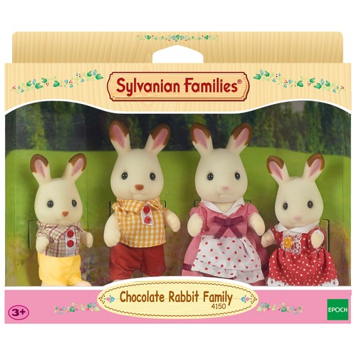 Conjunto de 4 minimuñecos, Familia Conejos Chocolate, SYLVVANIAN FAMILIES.