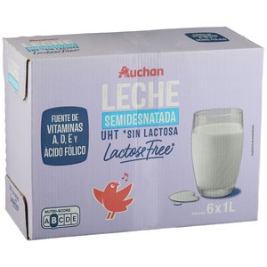 precios Auchan Leche Semidesnatada De Vaca, Sin Lactosa 6 X 1 L Producto Alcampo. en Alcampo