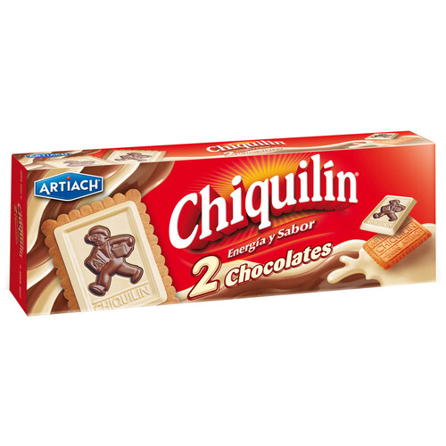 CHIQUILÍN Galletas con tableta de chocolate blanco y con leche 150 g.