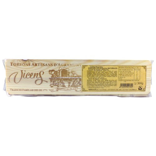 VICENS Turrón de yogur con pistachos 300 g.