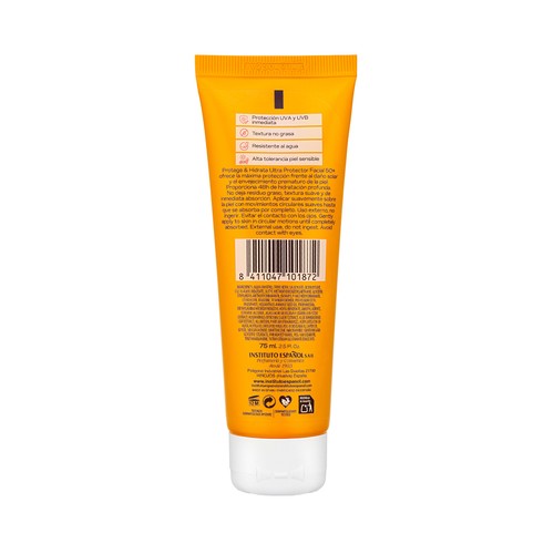 INSTITUTO ESPAÑOL Protector solar facial con aloe vera y FPS 50+ (muy alto) 75 ml.