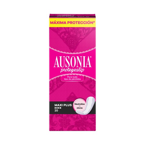 AUSONIA Salvaslips maxi plus para todo tipo de perdidas AUSONIA 20 uds.