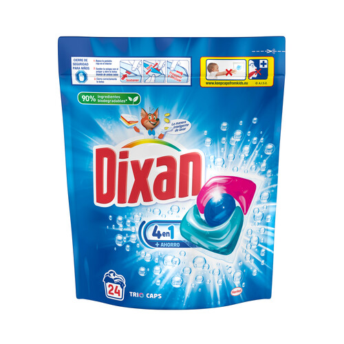 Detergente para ropa en cápsulas (limpieza, luminosidad, frescor) DIXAN TRÍO CAPS 23 uds.