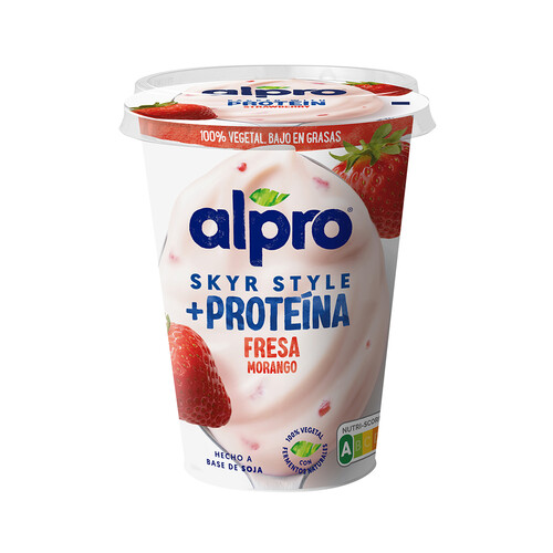 ALPRO Especialidad de soja estilo islandés, con alto contenido en proteínas y sabor fresa 400 g.