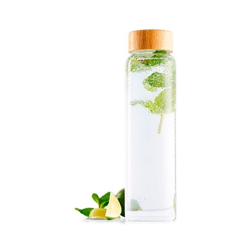 Botella de vidrio borosilicato de 1l, con tapon bambu,  DAY