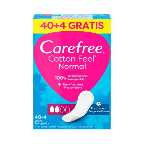 CAREFREE Feel Protege slips absorventes y transpirables con fragancia fresca 40 uds.