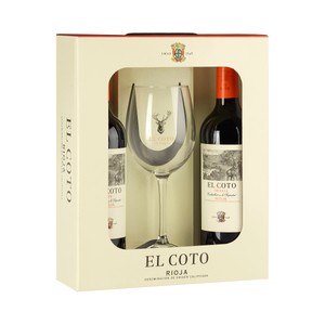 Imagen de EL COTO Estuche con 2 botella de vino tinto crianza con D. O. Ca. Rioja + copa.