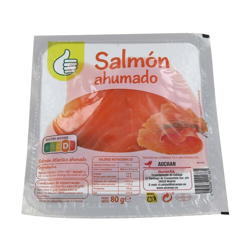 PRODUCTO ECONÓMICO ALCAMPO Salmón ahumado PRODUCTO ECONÓMICO ALCAMPO 80 g.