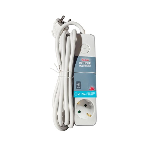Ladrón base de 3 tomas de 3 m, con interruptor, 16 amperes, ALCAMPO.