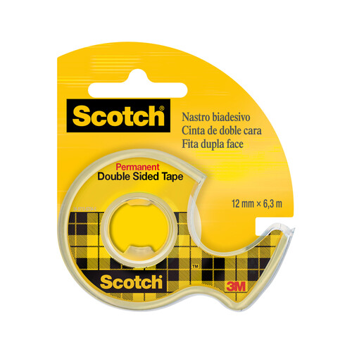 Rollo de celo 6.3 m de cinta adhesiva de doble cara de 12 mm de ancho SCOTCH.