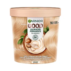 GARNIER Coloracion permanente sin amoniaco, tono 9.1 Rubio vainilla GARNIER Good.