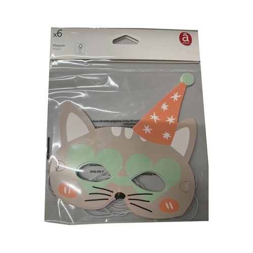 6 mascaras de gato para fiesta de cumpleaños , ACTUEL