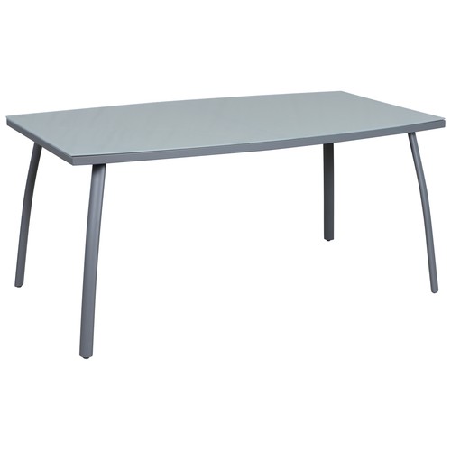 Mesa de jardín de acero con tablero de cristal templado, 160x90x73 centímetros, GARDENSTAR ALCAMPO.