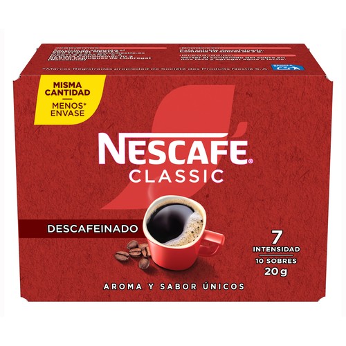 NESCAFÉ Café soluble descafeinado classic 10 sobres