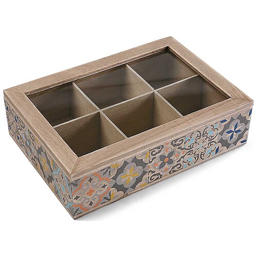 Caja organizadora para tés, diseño azulejos Alfama VERSA.