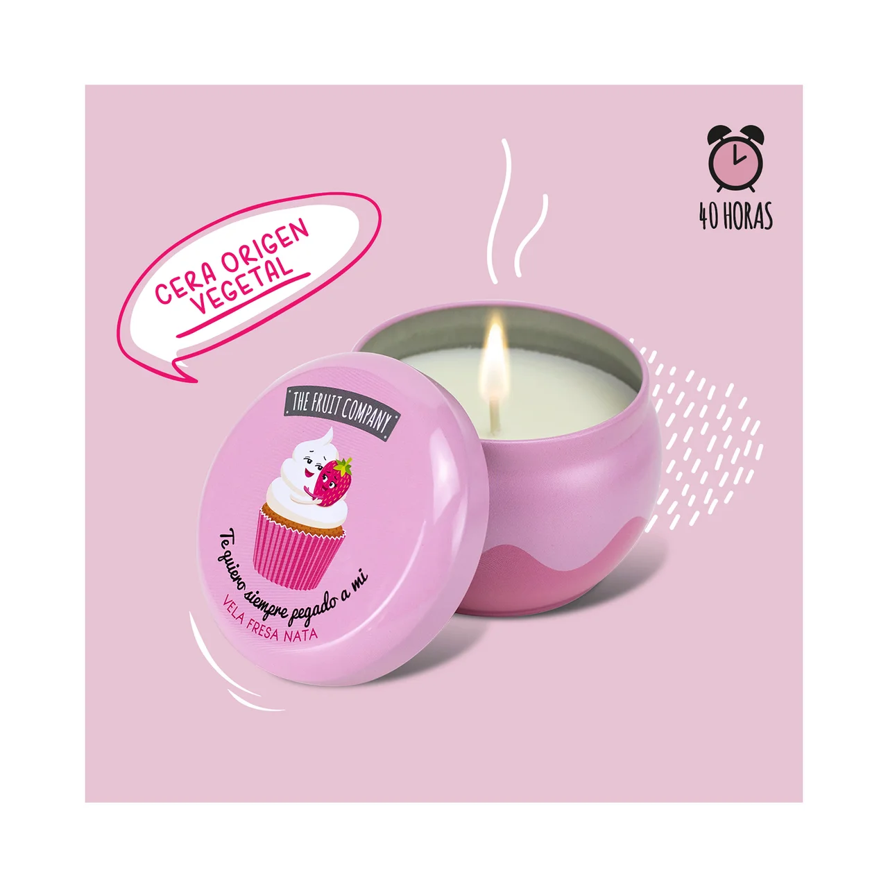 Vela perumada en lata con aroma a fresa-nata 150 g.