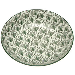 Imagen de Plato hondo redondo de porcelana con diseño vintage color verde, 22cm., Palm VERSA.