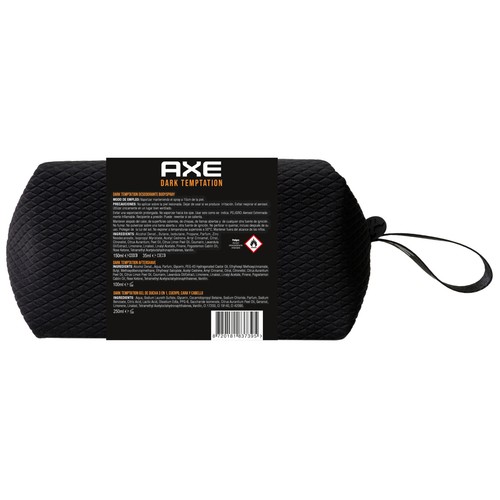 AXE Dark temptation Neceser con productos para la higiene masculina.