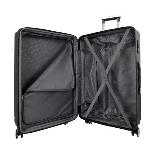 Maleta grande con cierre de código de 75 cm, color negro, 8 ruedas, AIRPORT ALCAMPO.
