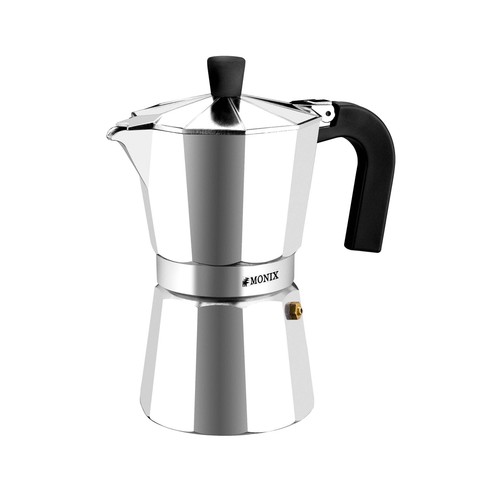 Cafetera italiana Vitro 9 tazas de aluminio con recubrimiento interior antiadherente MONIX.