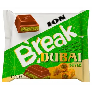 ION BREAK Chocolate con leche y crema de pistacho STYLE DUBAI 100 gr.