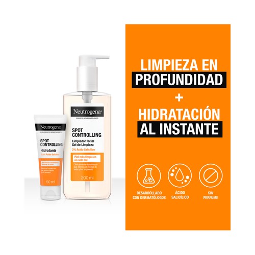 NEUTRÓGENA Spot controlling Rutina hidratante facial (50 ml) + limpiador facial (200 ml).
