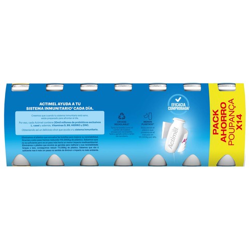ACTIMEL de Danone Leche fermentada con Lcasei y sabor a fresa 14 x 100 g.