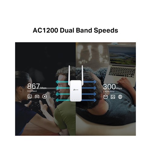 Extensor de cobertura Wi-Fi en malla TP-LINK RE315, doble banda, puerto Ethernet.
