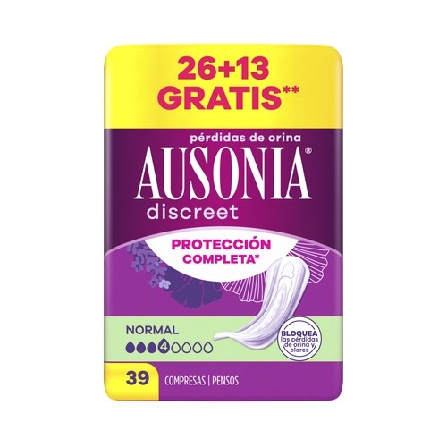 AUSONIA Discreet Compresas normal para perdidas de orina 39 uds.