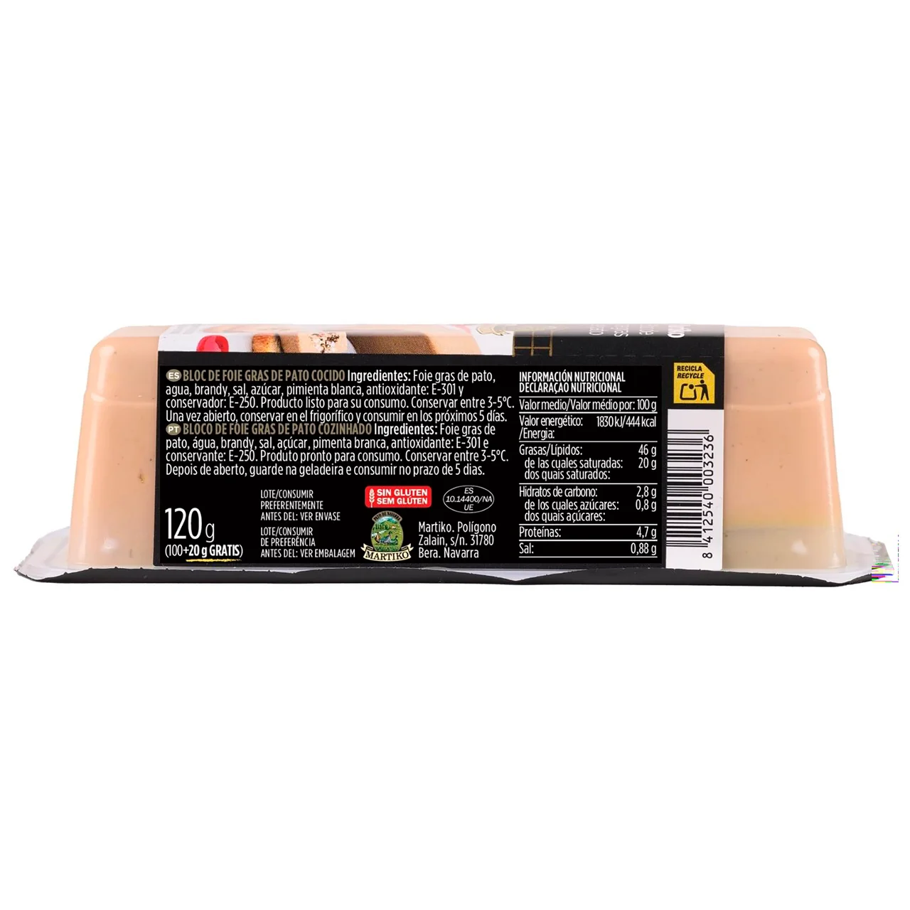 Block de foie gras de pato cocido 100 g.