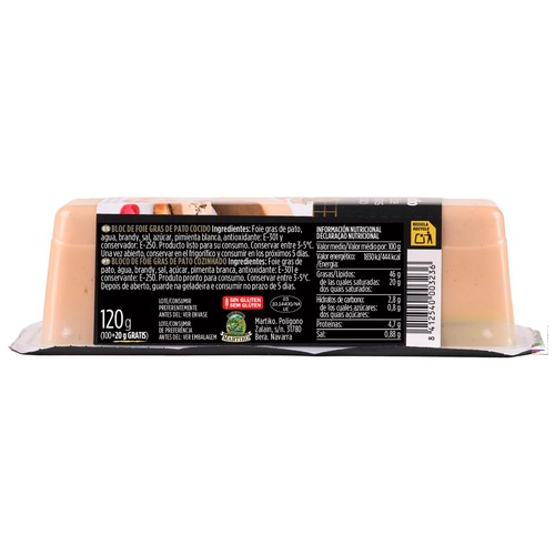 MARTIKO Block de foie gras de pato cocido 100 g.