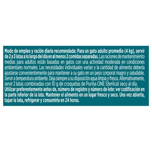 PURINA ONE Alimento de gato en lata con pavo y espinaca 85g 