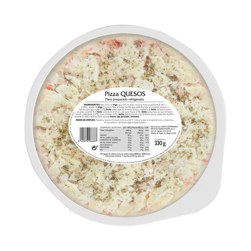PALACIOS Pizza refrigerada de queso (Gouda y Cheddar) 330 g.