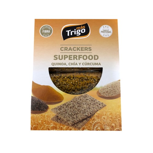 MÁS TRIGO Crackers Superfoods, quinoa, chía y cúrcuma 240 g.