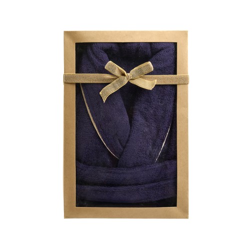 Albornoz en estuche de regalo unisex de 380 grs, color azul marino, ALCAMPO.