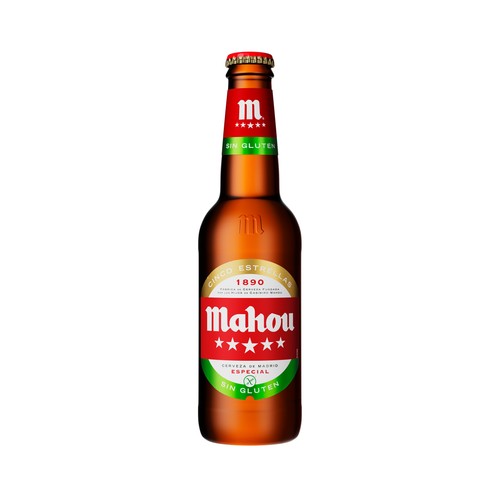 Cerveza sin gluten MAHOU, botella de 33 cl.