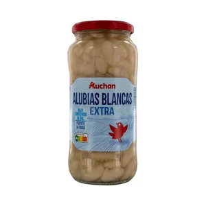 PRODUCTO ALCAMPO Alubias blancas (judias) extra, cocidas y con bajo contenido en sal bote 400 g.