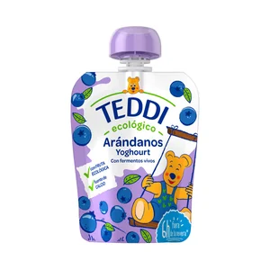 TEDDI Ecológico Bolsita (pouch) con yogurt ecológico con arándanos 85 g.