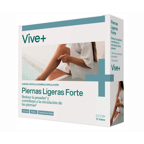 VIVE+ SALUD Y VIDA Complemento alimenticio con edulcorante VIVE PLUS SALUD Y VIDA PIERNAS MÁS LIGERAS 12 viales