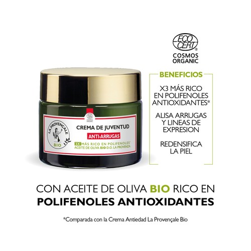 LA PROVENÇALE Crema antiarrugas con aceite de oliva bio D.O, La Provenza LA PROVENÇALE Bio 50 ml.