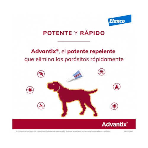 ADVANTIX Pipetas antiparasitarias para perros de 10 a 25 kg 4 x 2.5 ml.