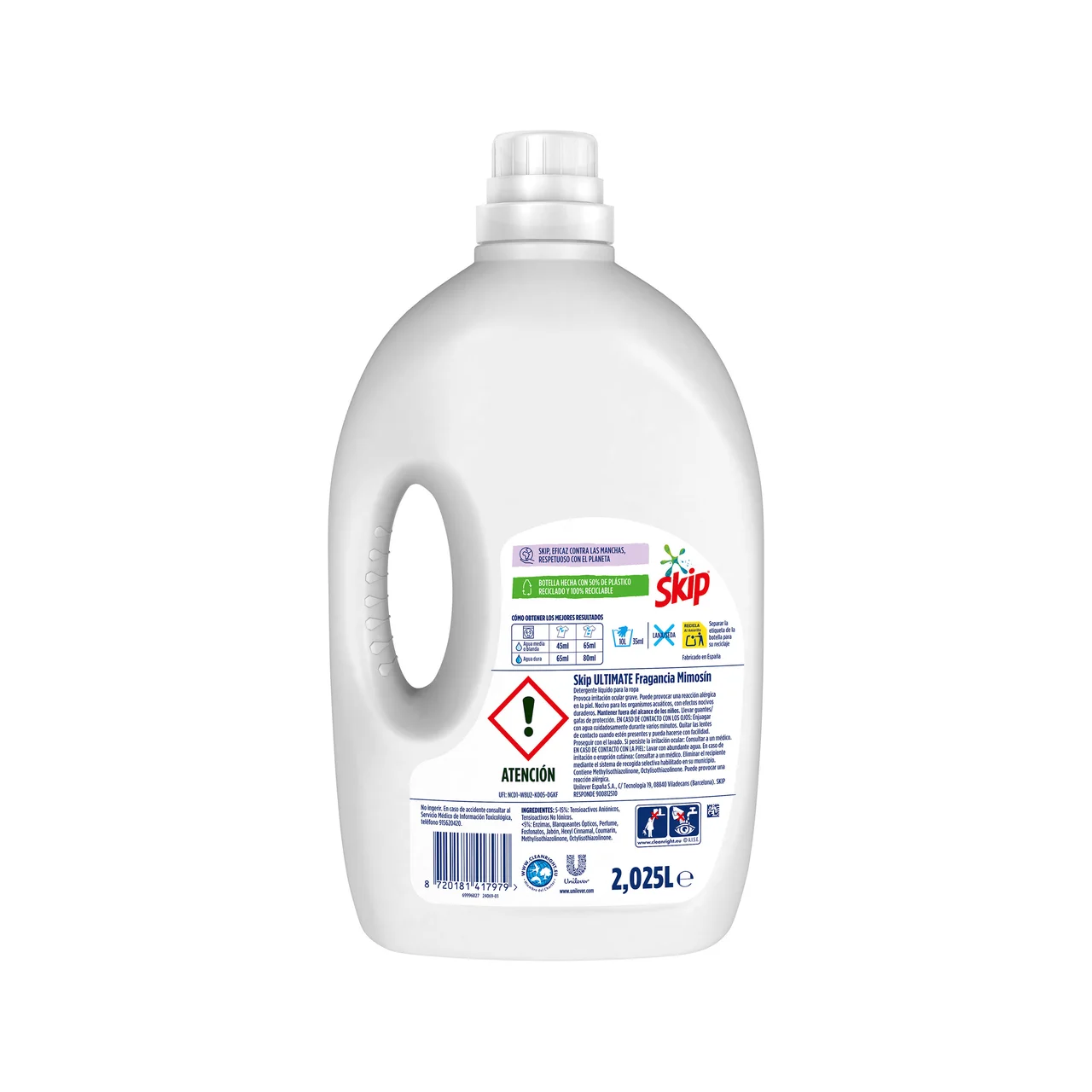 Ultimate Detegente líquido para lavadora con fragancia a Mimosín 45 lavados, 2.025 l.