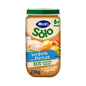 Imagen de HERO Solo Tarrito de verduras con merluza (textura suave), a partir de 6 meses 235 g.